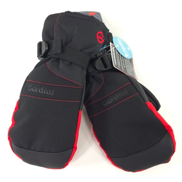 NWT GORDINI JUNIORS SIZE MEDIUM AquaBloc Mittens - Kids - Black/Fire Engine Red - Picture 1 of 12
